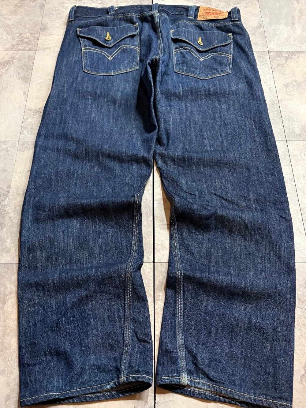 Levi's 514 Slim Straight Jeans Men's 40x32 Dark Indigo Flap Pocket Y2K
